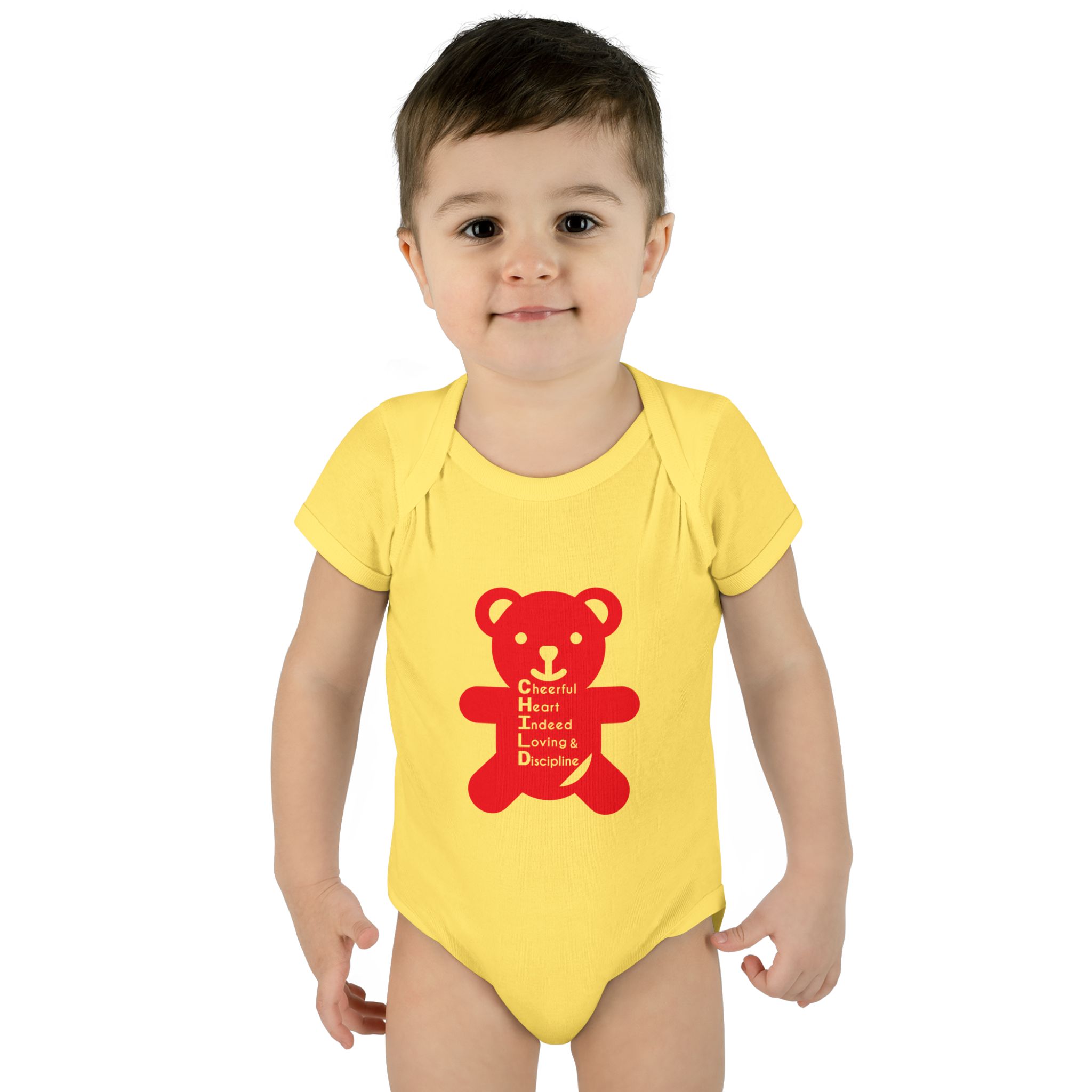 baby bodysuit — red teddy 'child graphic' infant onesie baby bodysuit — red teddy 'child graphic' infant onesie