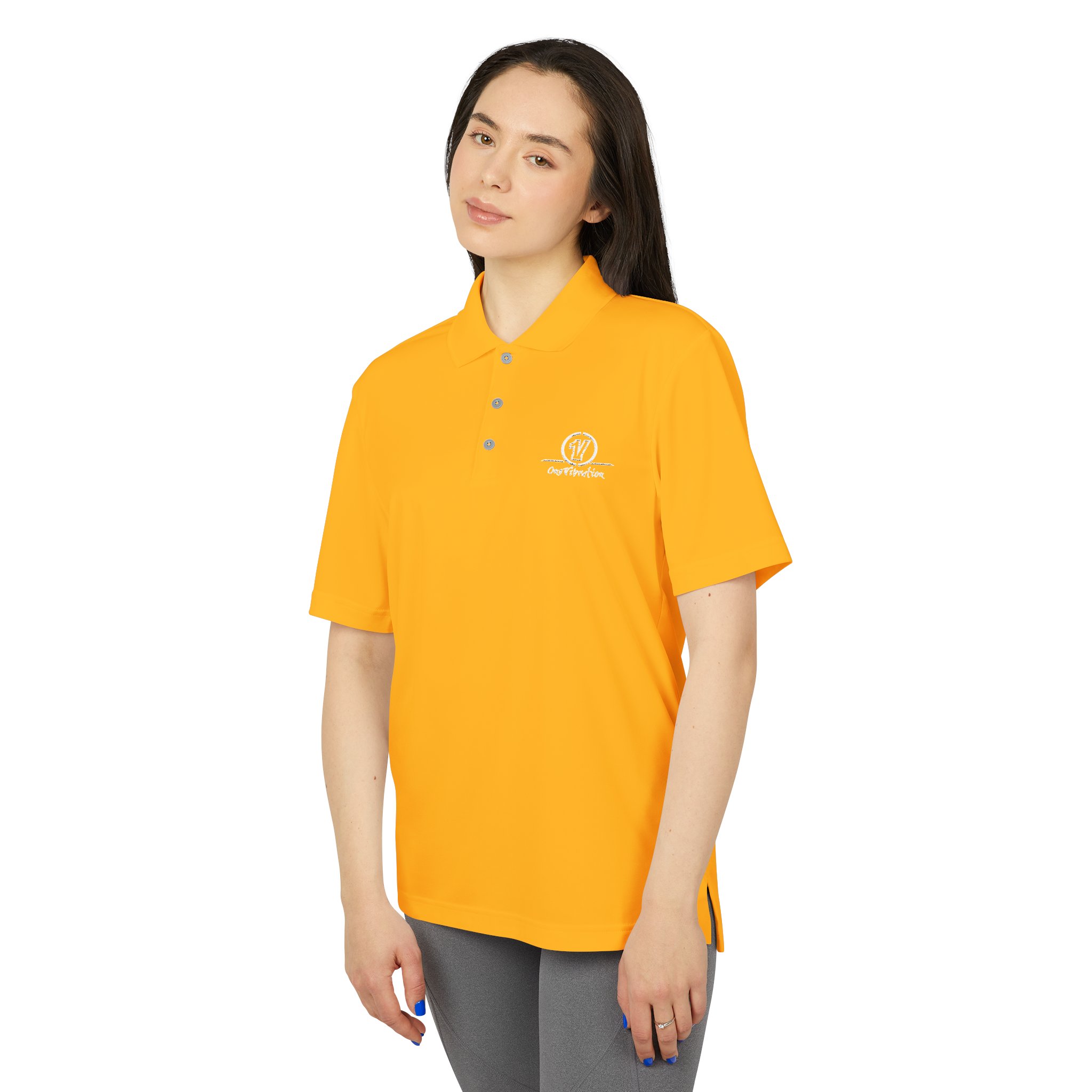 performance polo — high‑visibility orange with subtle white logo performance polo — high‑visibility orange with subtle white logo
