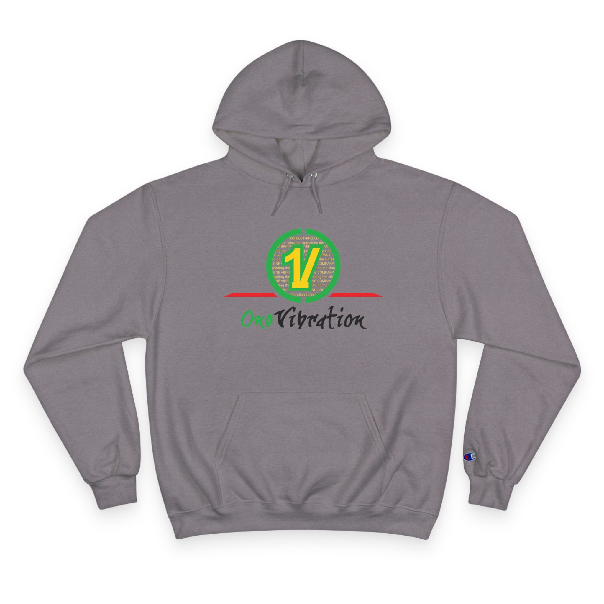 champion hoodie — "one vibration guyana" logo pullover champion hoodie — "one vibration guyana" logo pullover