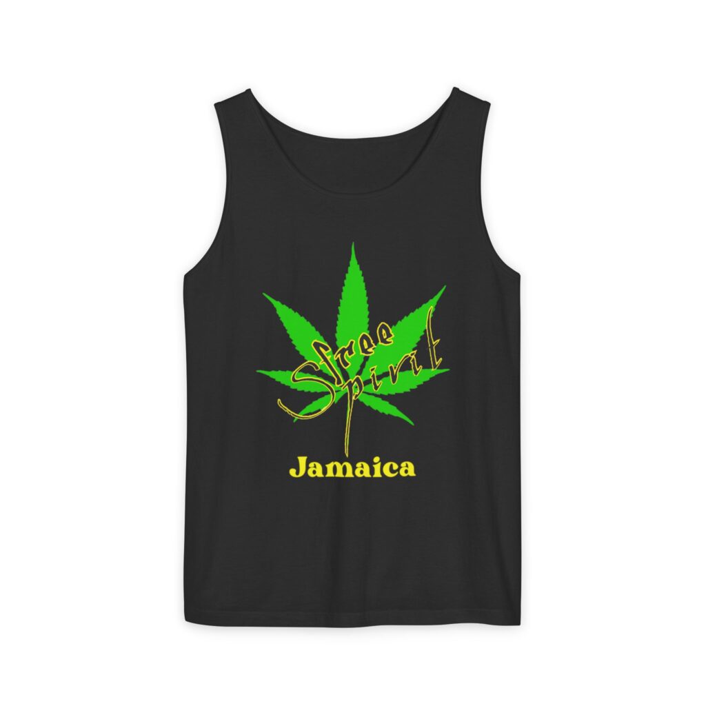 jamaica reggae tank top — 'serone 1 love' leaf & rhythm graphic