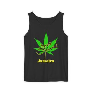 jamaica reggae tank top — 'serone 1 love' leaf & rhythm graphic