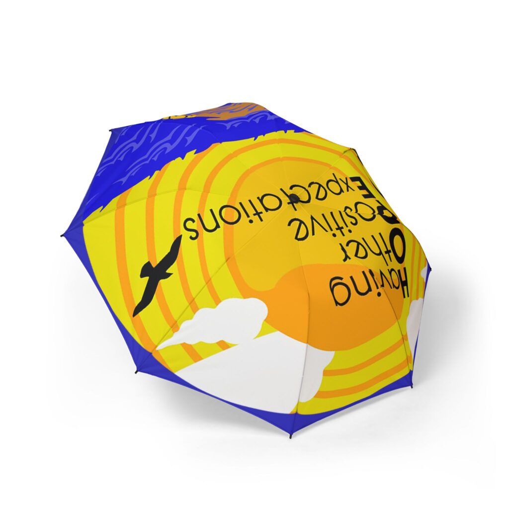 foldable umbrella — "having other positive expectations" sunny sky design