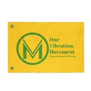 one vibration movement double sided flag – yellow & green logo banner