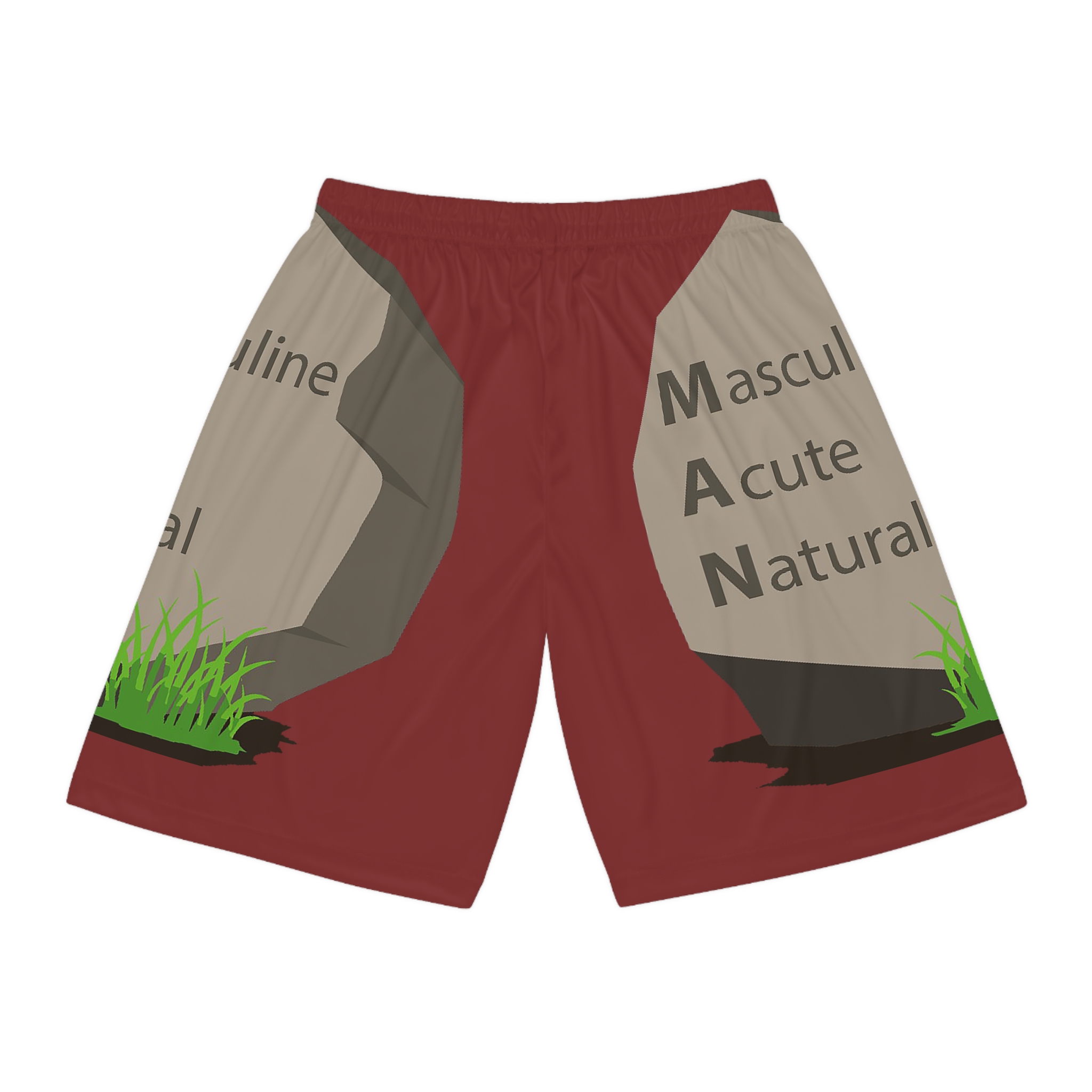 basketball shorts — man acronym rock graphic all over print basketball shorts — man acronym rock graphic all over print