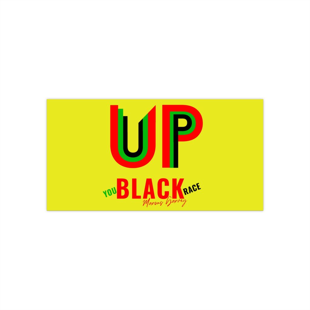 bumper sticker — "up" black retro decal
