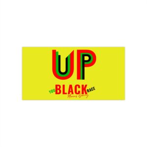 bumper sticker — "up" black retro decal
