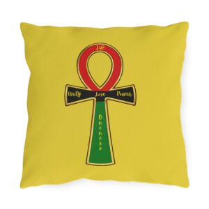 rastafarian ankh outdoor pillow — unity • love • power • oneness