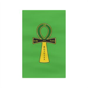 ankh tea towel — green & gold unity love power microfiber kitchen towel
