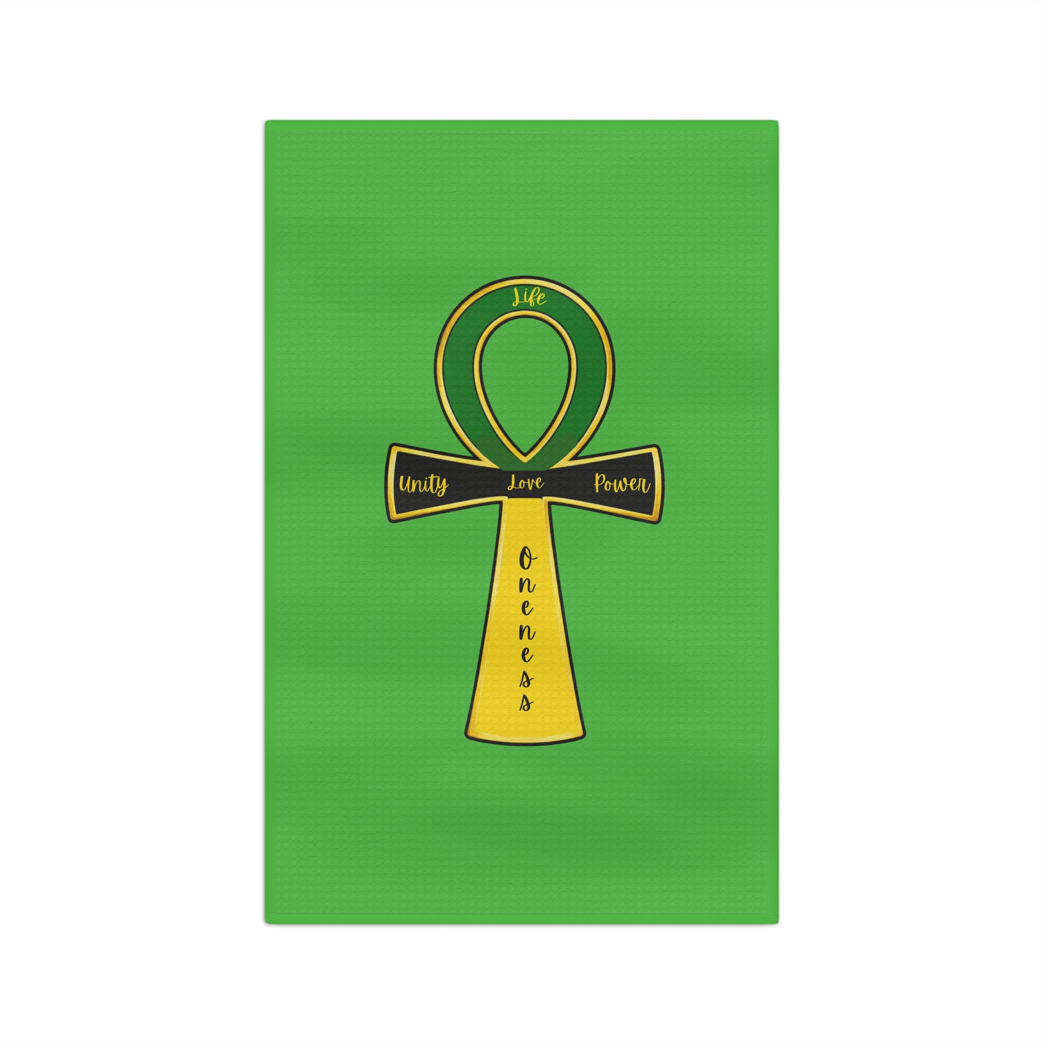 ankh tea towel — green & gold unity love power microfiber kitchen towel ankh tea towel — green & gold unity love power microfiber kitchen towel