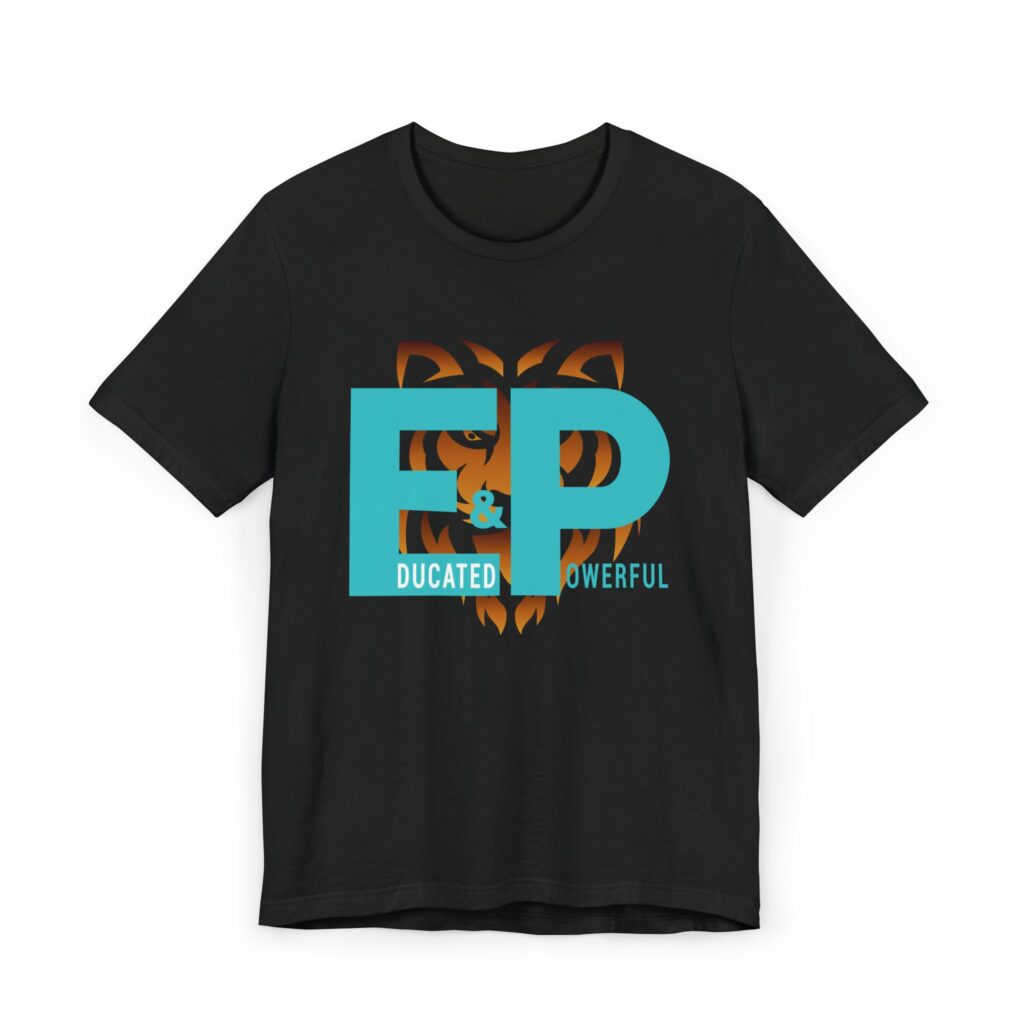 ep tiger logo t‑shirt — educated & powerful graphic tee