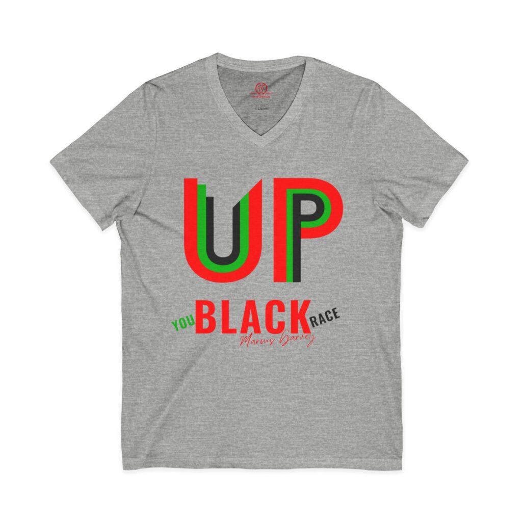up black race v neck tee — pan african graphic shirt