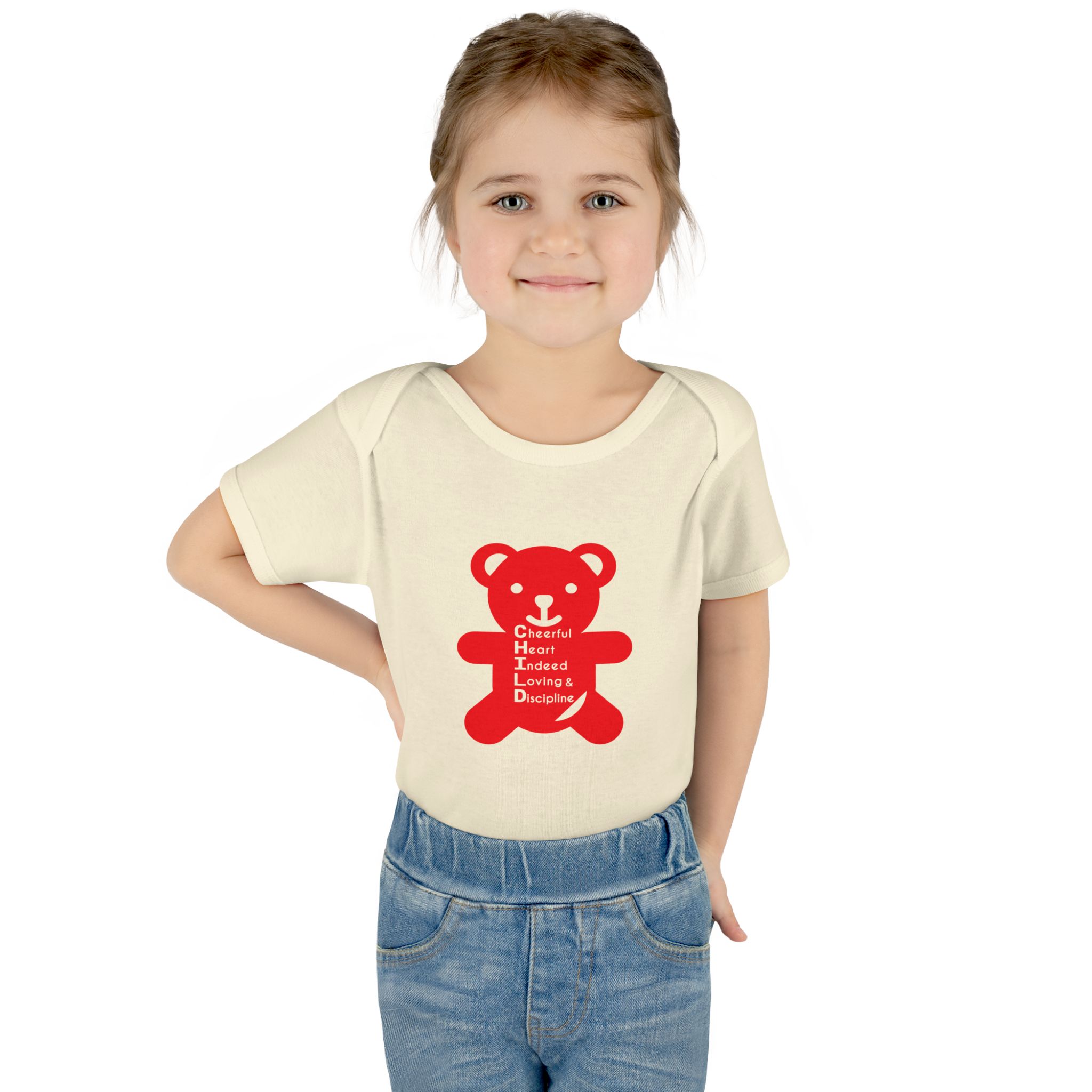 baby bodysuit — red teddy 'child graphic' infant onesie baby bodysuit — red teddy 'child graphic' infant onesie
