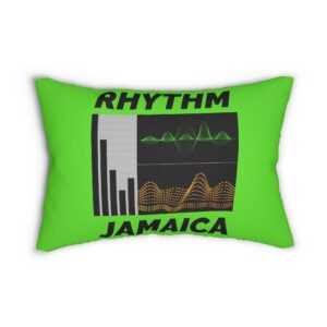 rhythm jamaica lumbar pillow — reggae wave music graphic cushion