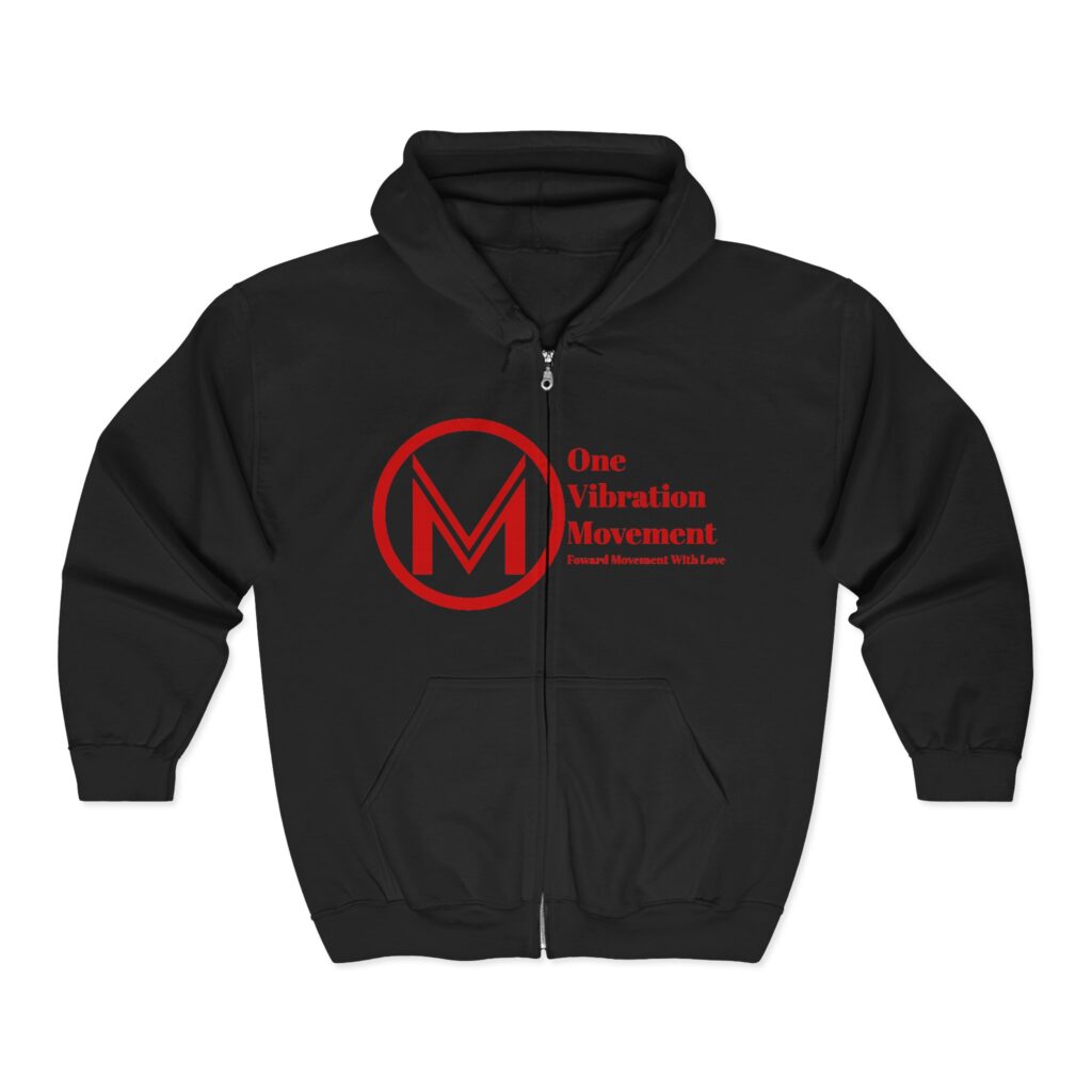 one vibration movement zip hoodie — logo full zip hooded sweatshirt
