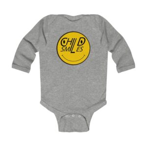 infant long sleeve bodysuit yellow "child smiles" smiley logo baby onesie