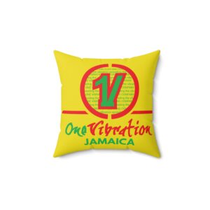 one vibration jamaica square pillow – bright reggae inspired decorative cushion