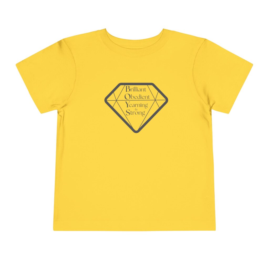toddler tee — 'brilliant obedient yearning strong' diamond graphic