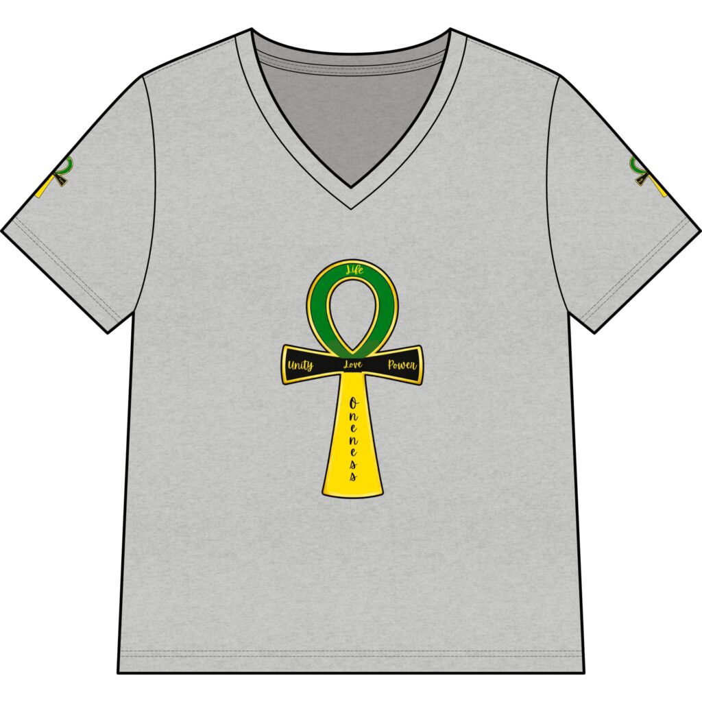 ankh symbol v neck tee — empowerment @ one vibration graphic shirt