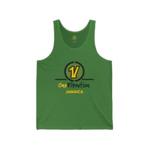 jamaica one vibration tank top — reggae logo green jersey tank