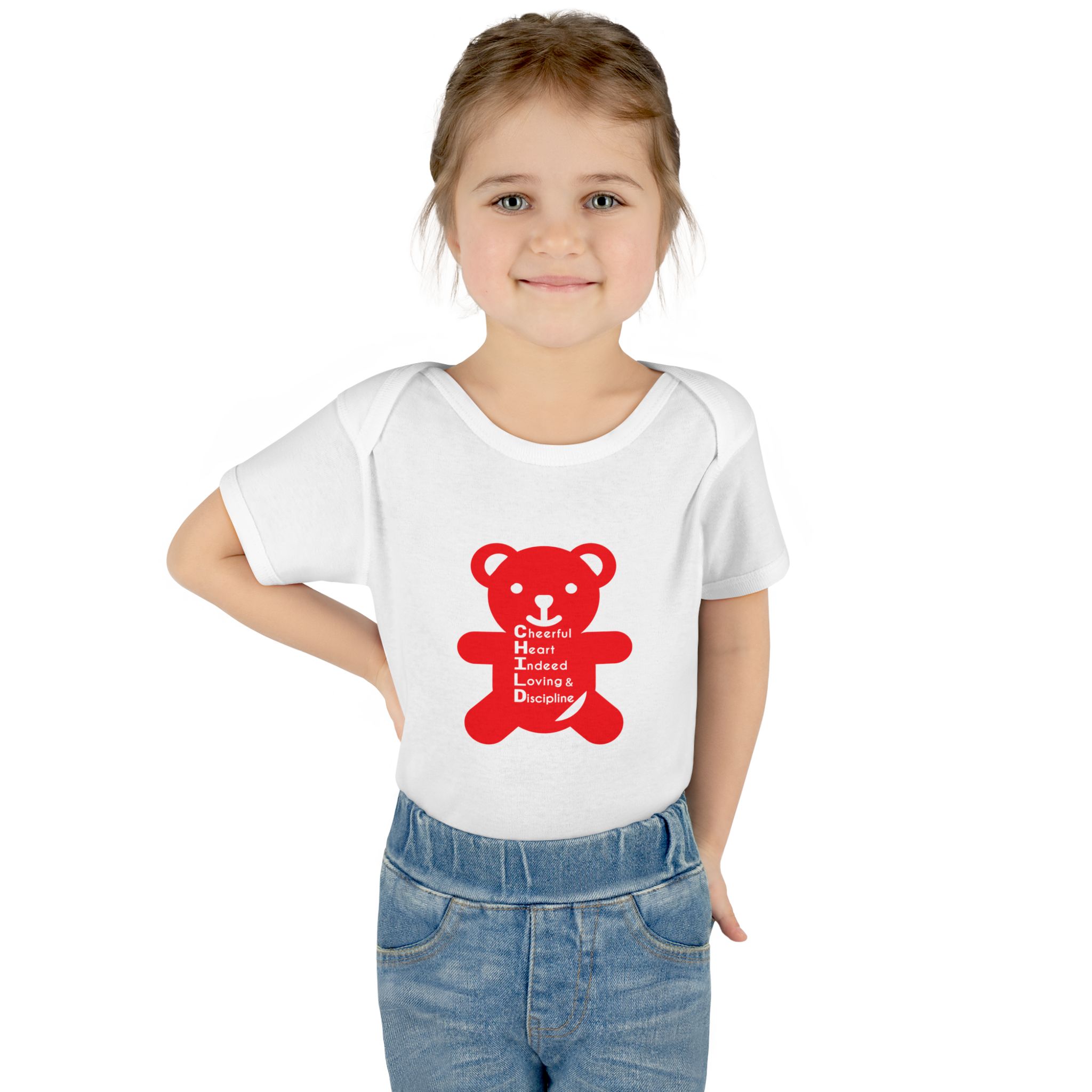 baby bodysuit — red teddy 'child graphic' infant onesie baby bodysuit — red teddy 'child graphic' infant onesie