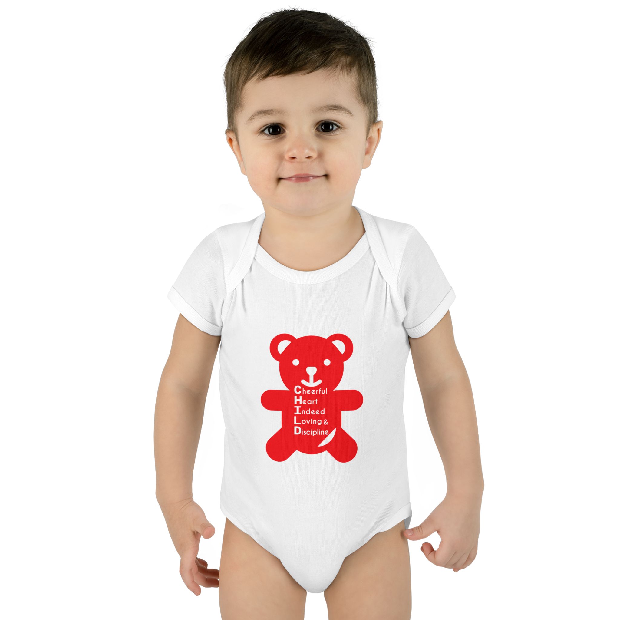baby bodysuit — red teddy 'child graphic' infant onesie baby bodysuit — red teddy 'child graphic' infant onesie