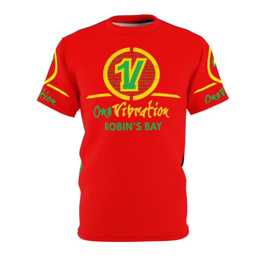 ona vibration robin's bay graphic tee — red reggae logo t shirt
