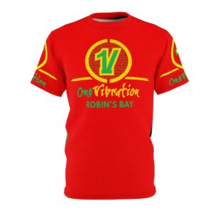 ona vibration robin's bay graphic tee — red reggae logo t shirt