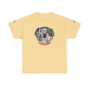 Home revolutionaries collage t shirt — one vibration logo tee