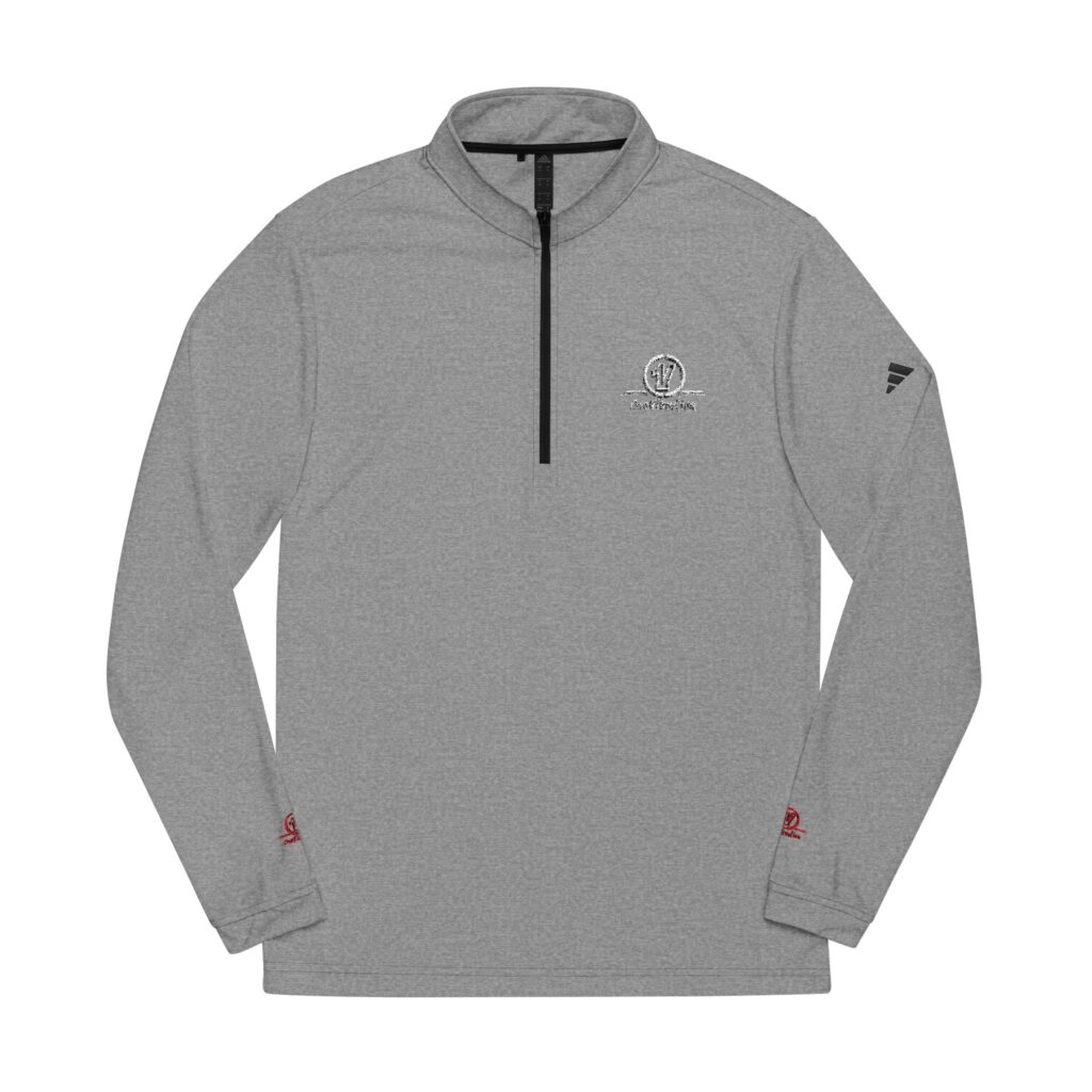 embroidered grey quarter zip pullover — performance adidas® golf top