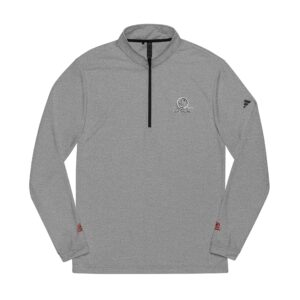 embroidered grey quarter zip pullover — performance adidas® golf top