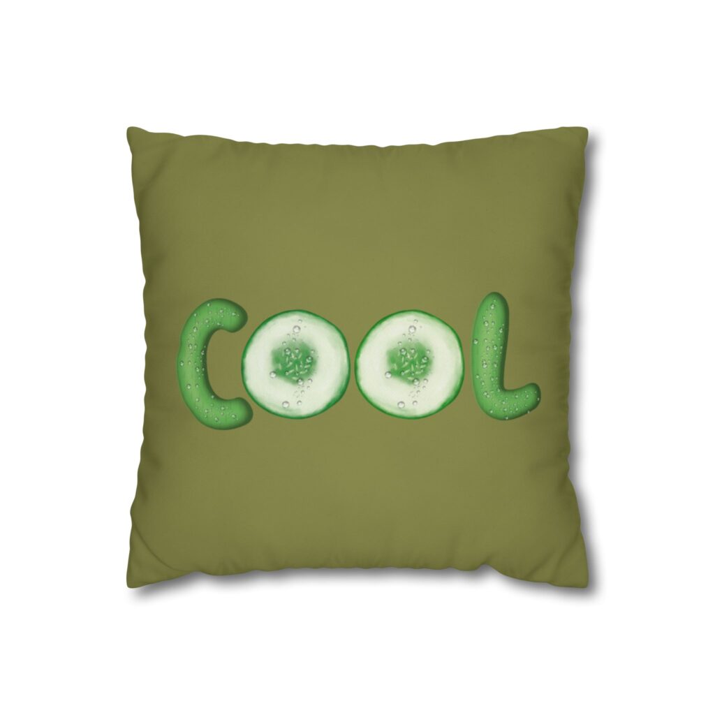 cool cucumber pillowcase — green square decorative throw pillow cover