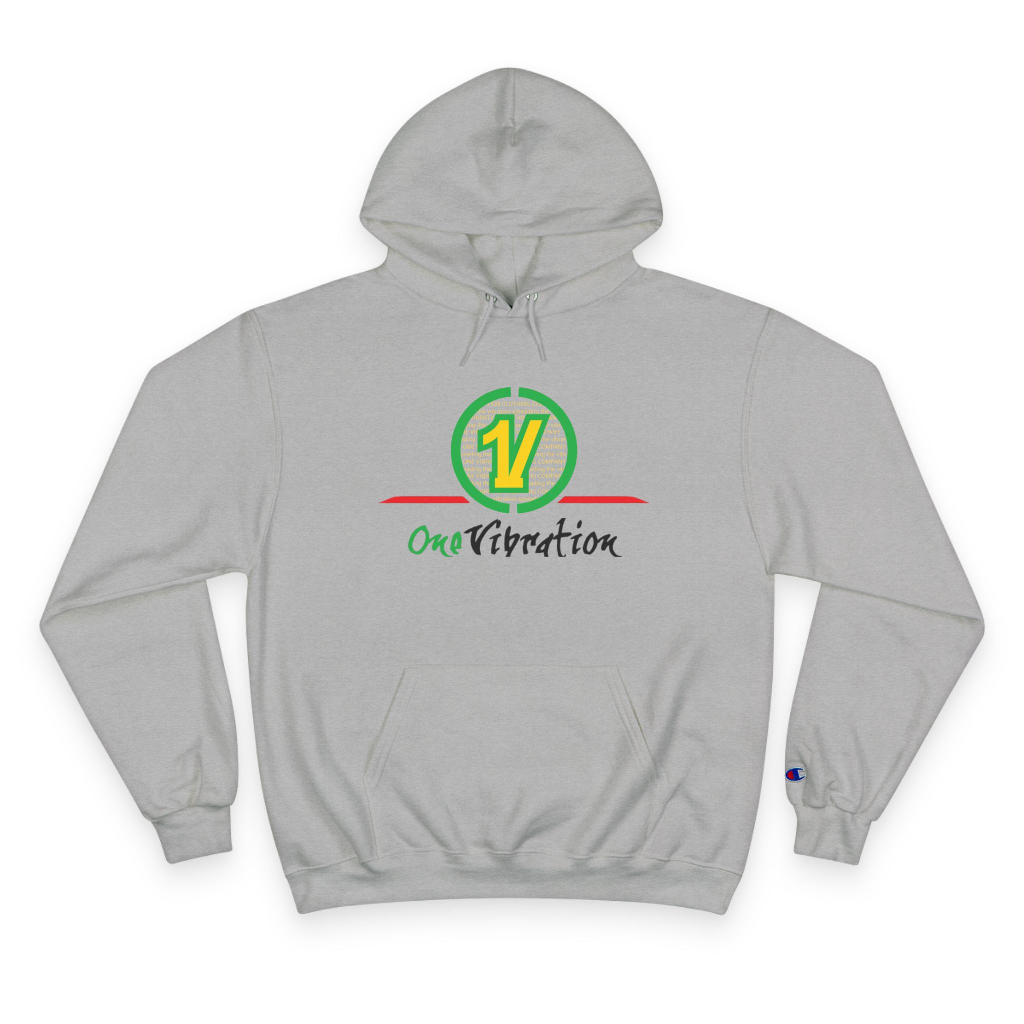 champion hoodie — "one vibration guyana" logo pullover champion hoodie — "one vibration guyana" logo pullover