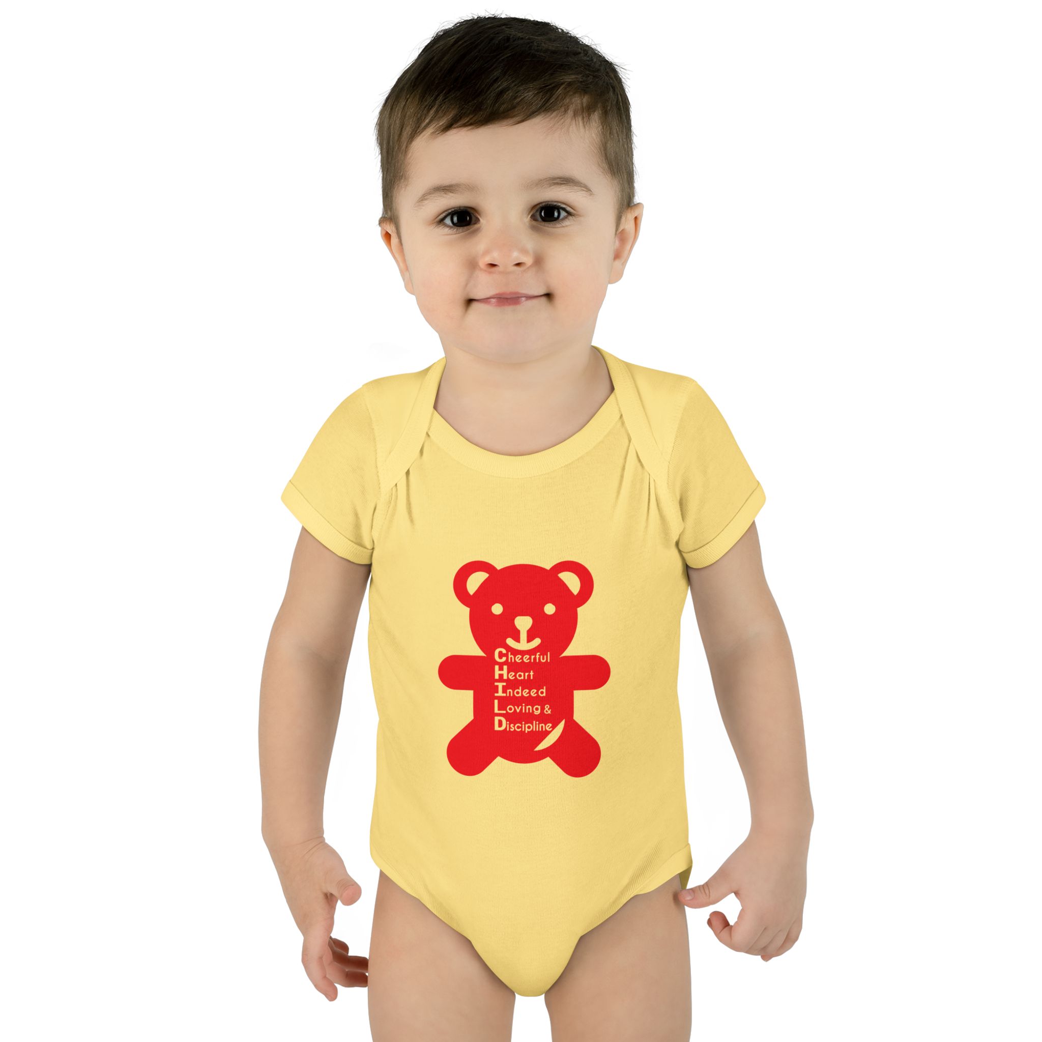 baby bodysuit — red teddy 'child graphic' infant onesie baby bodysuit — red teddy 'child graphic' infant onesie