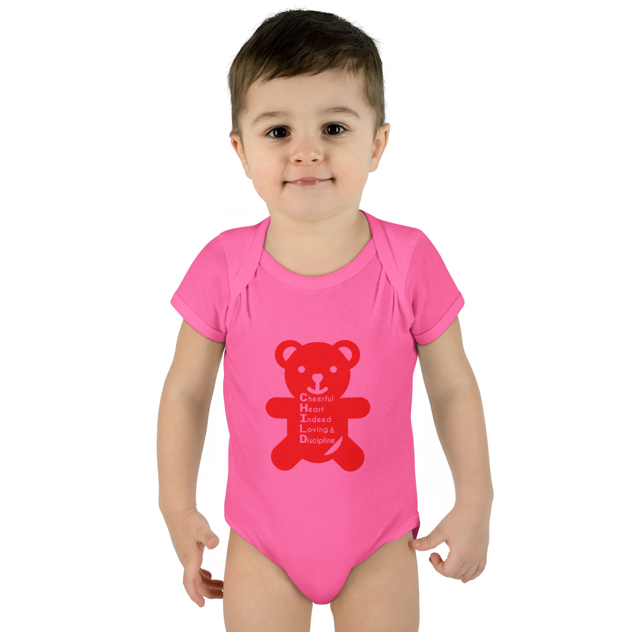 baby bodysuit — red teddy 'child graphic' infant onesie baby bodysuit — red teddy 'child graphic' infant onesie