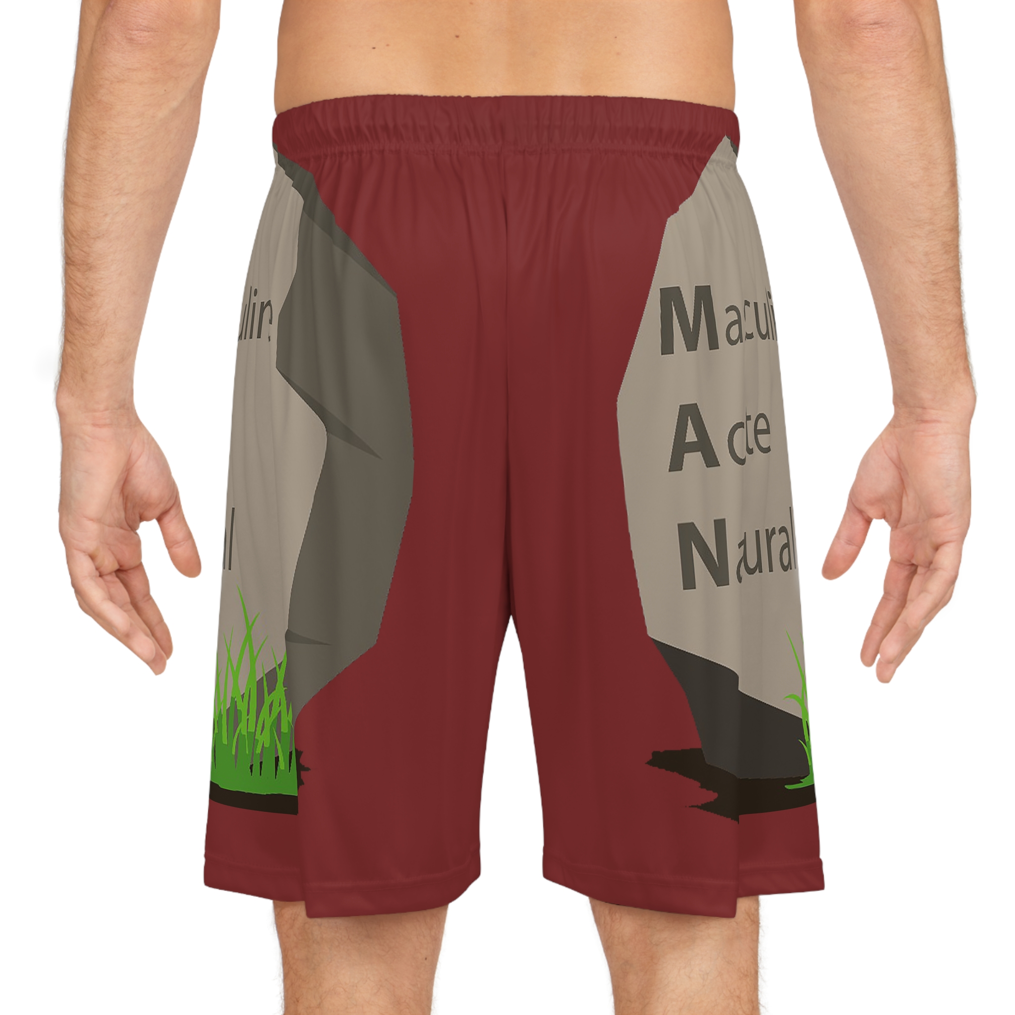 basketball shorts — man acronym rock graphic all over print basketball shorts — man acronym rock graphic all over print