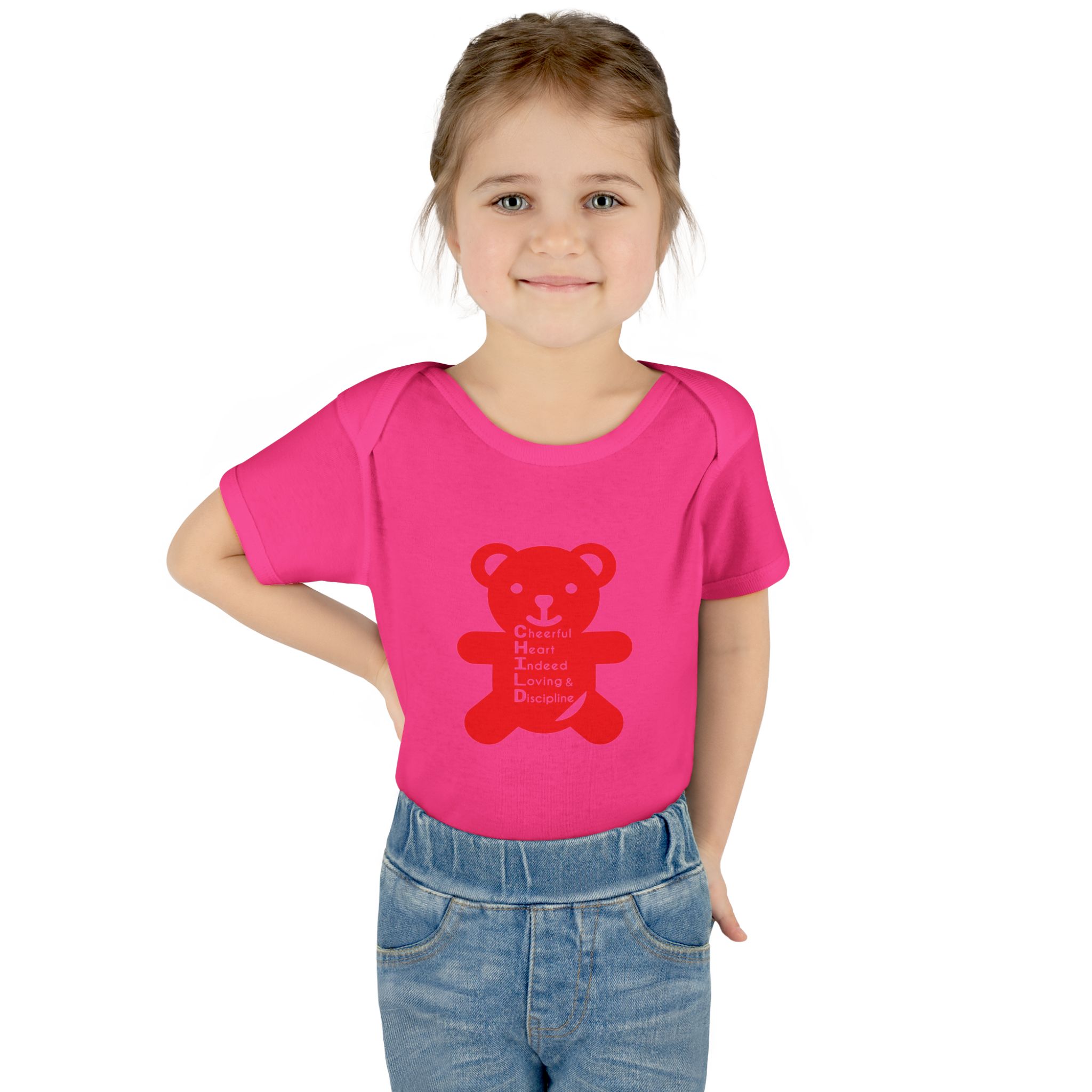 baby bodysuit — red teddy 'child graphic' infant onesie baby bodysuit — red teddy 'child graphic' infant onesie