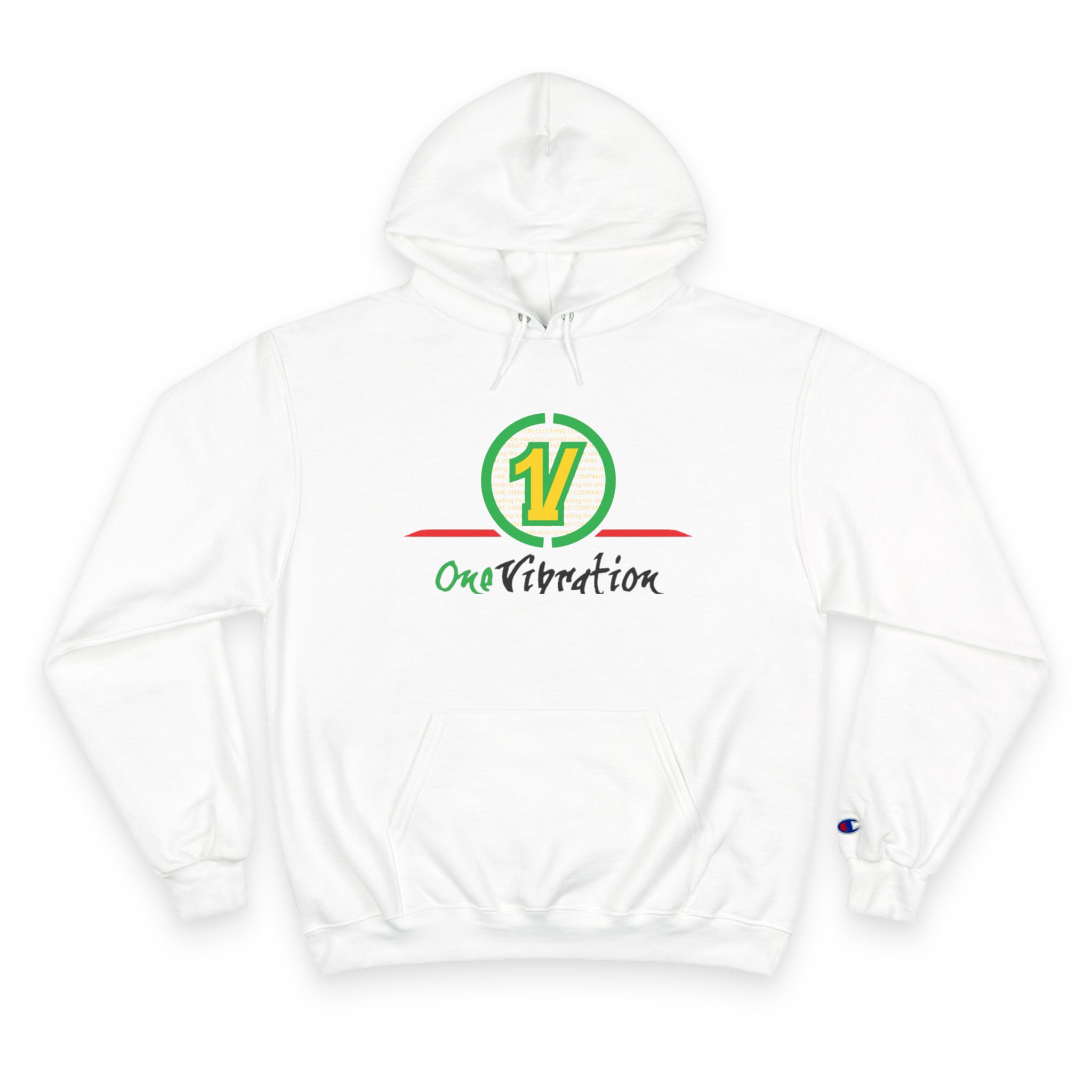 champion hoodie — "one vibration guyana" logo pullover champion hoodie — "one vibration guyana" logo pullover