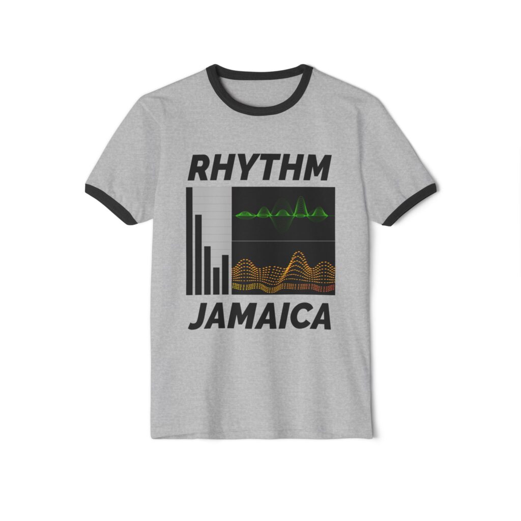 rhythm jamaica t shirt — retro soundwave music tee