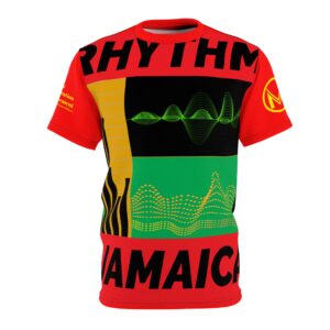 rhythm jamaica graphic tee — reggae vibe all over print