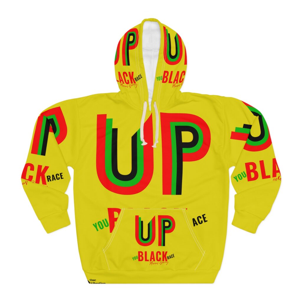 up black hoodie — bold afrocentric yellow pullover