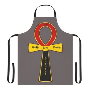 awareness ankh apron — "unity love power" kitchen apron
