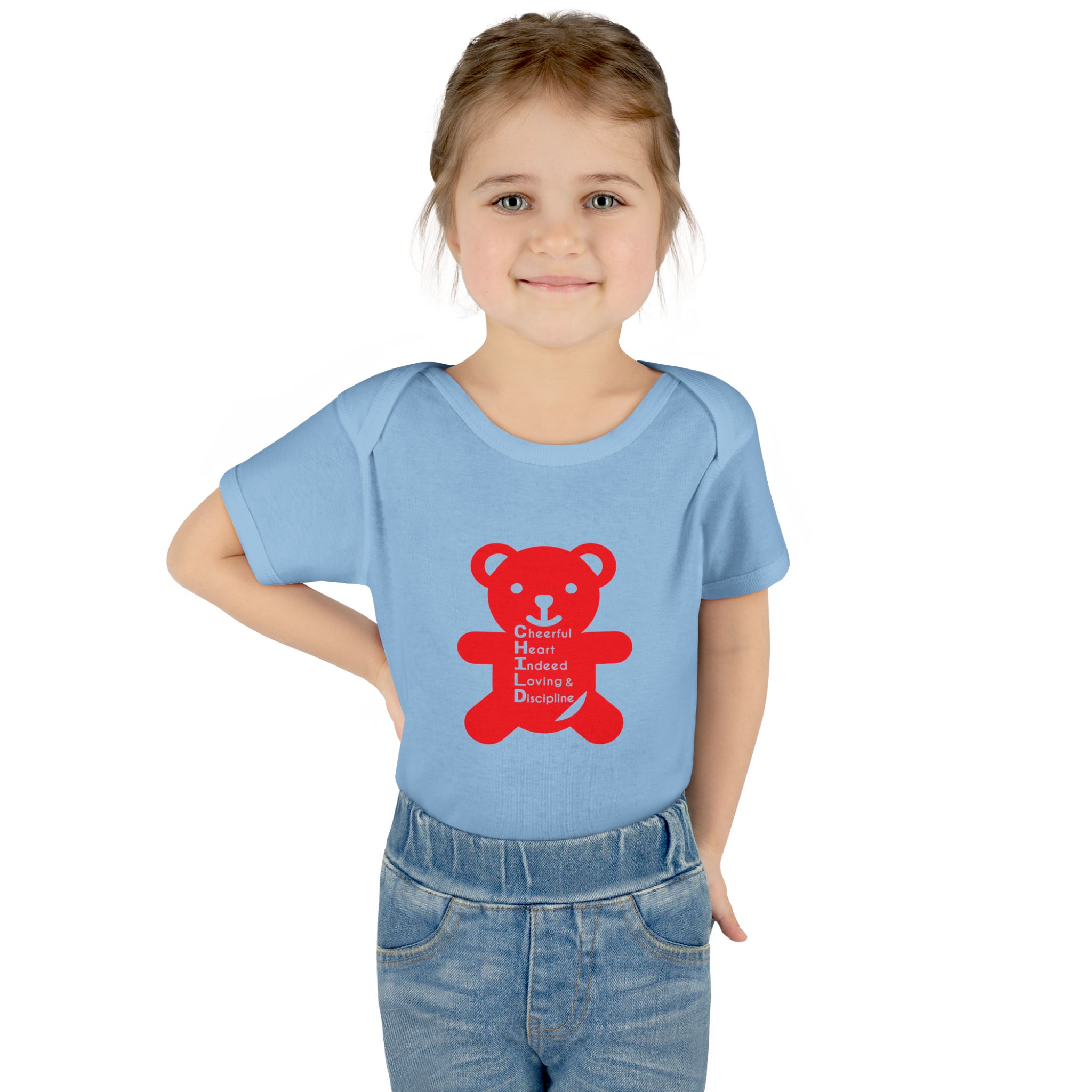 baby bodysuit — red teddy 'child graphic' infant onesie baby bodysuit — red teddy 'child graphic' infant onesie