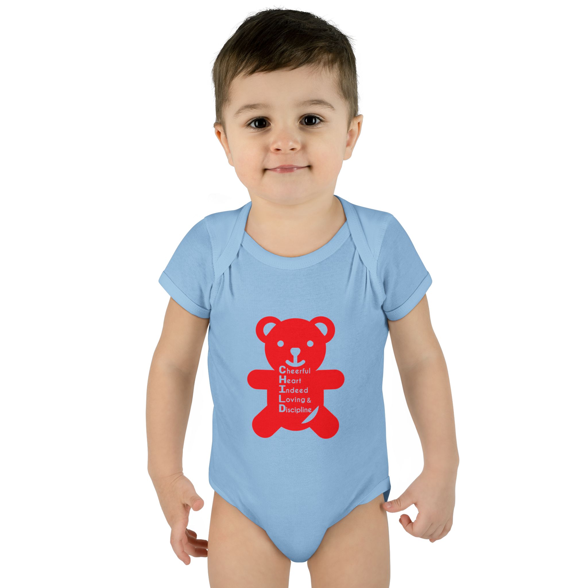 baby bodysuit — red teddy 'child graphic' infant onesie baby bodysuit — red teddy 'child graphic' infant onesie