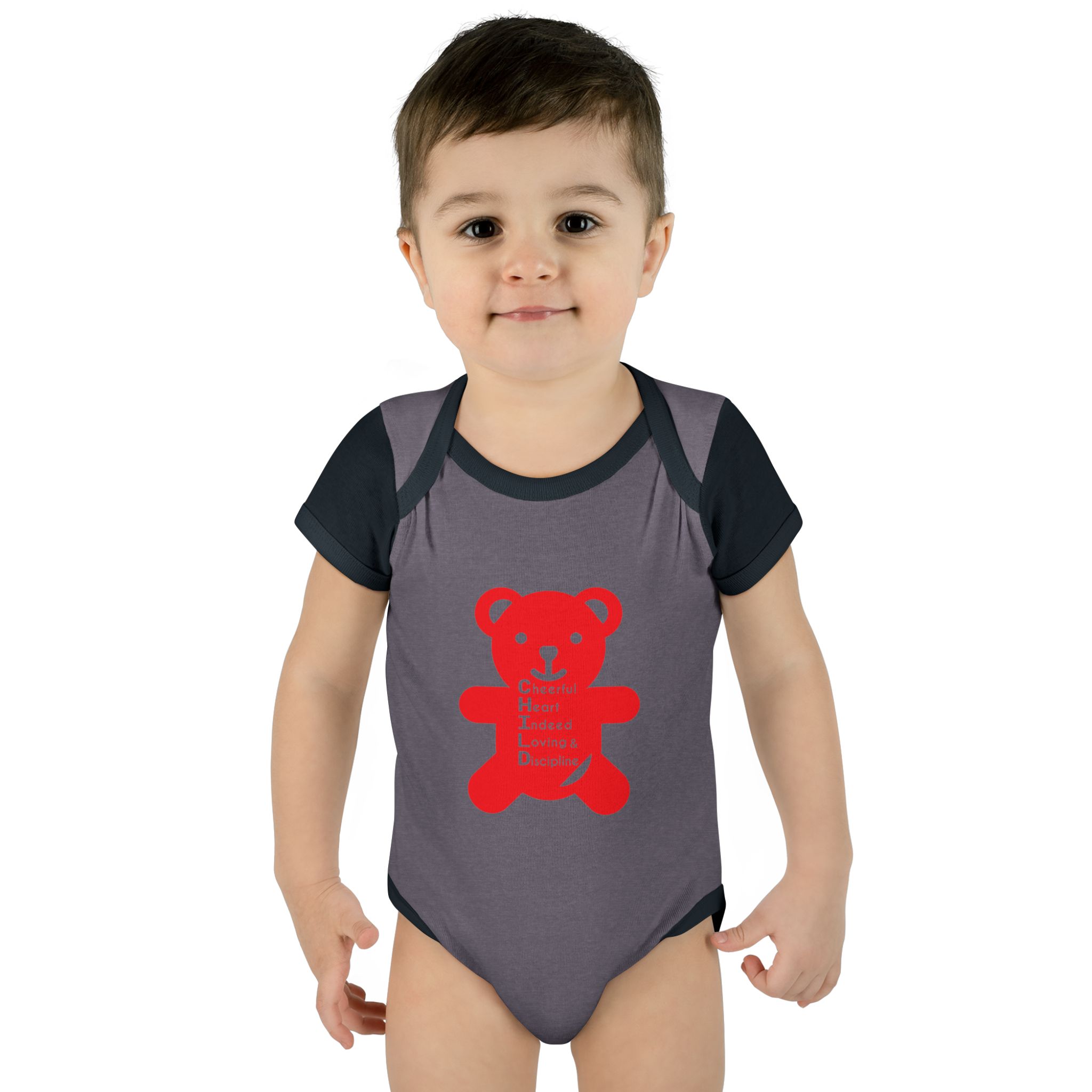 baby bodysuit — red teddy 'child graphic' infant onesie baby bodysuit — red teddy 'child graphic' infant onesie