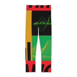 kids all over print leggings — vibrant retro audio wave pattern