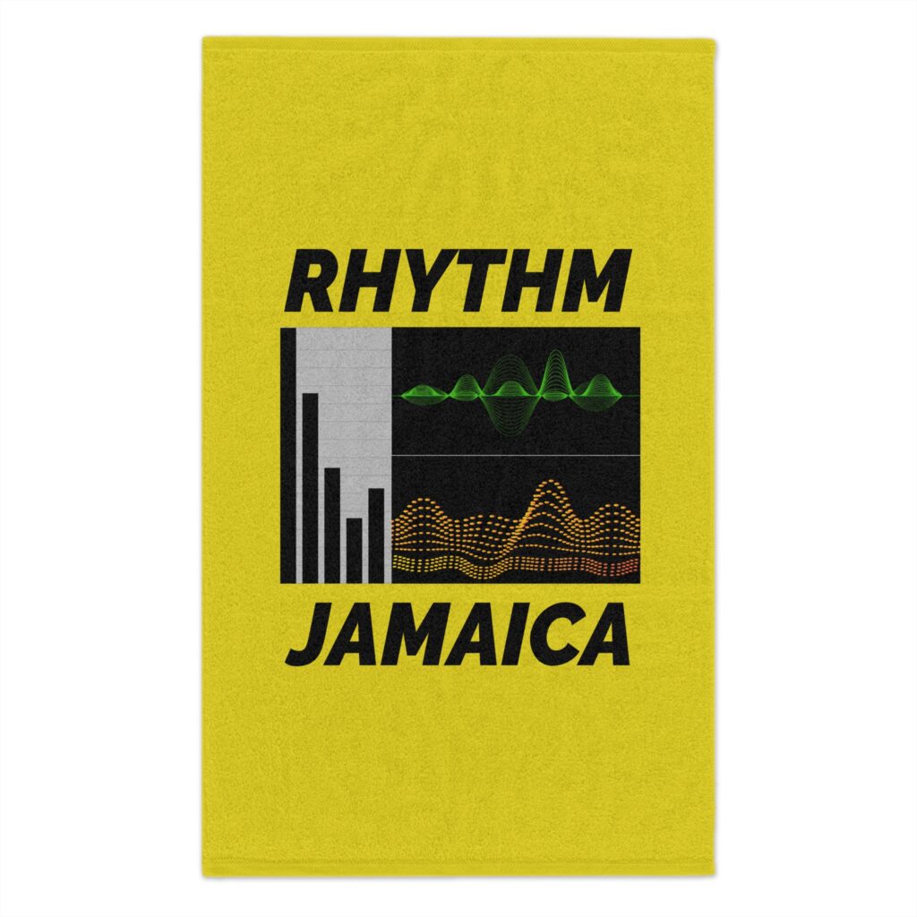 rhythm jamaica rally towel (11x18) – reggae music beach & concert towel