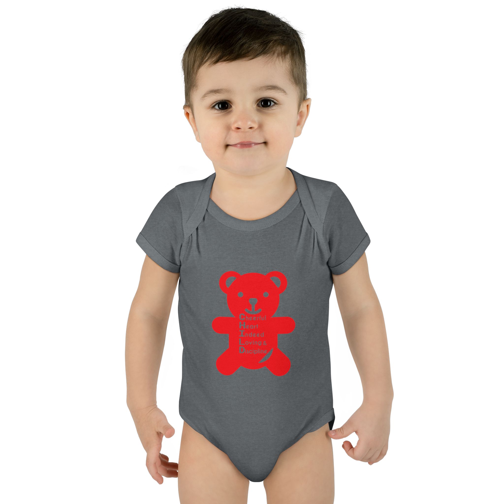 baby bodysuit — red teddy 'child graphic' infant onesie baby bodysuit — red teddy 'child graphic' infant onesie