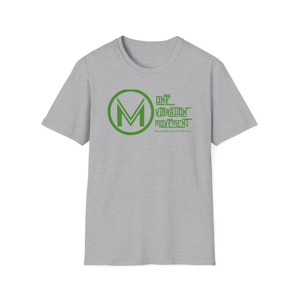one vibration movement t shirt — green logo graphic tee