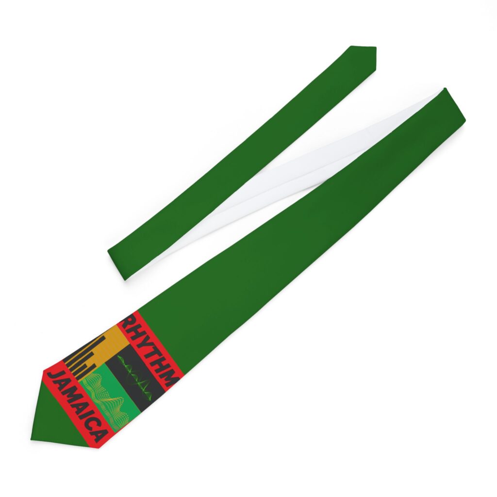 jamaica rhythm necktie – green reggae flag inspired tie