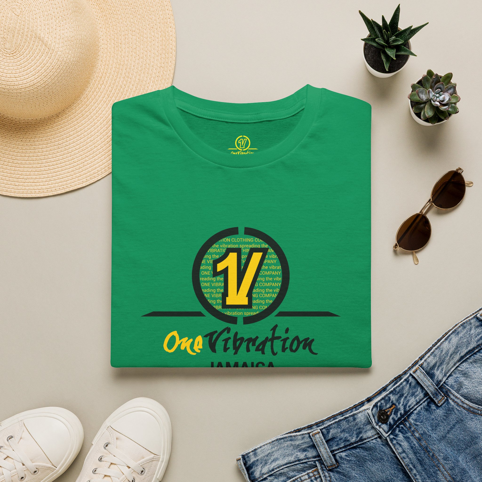 one vibration jamaica logo t shirt — reggae vibes green tee one vibration jamaica logo t shirt — reggae vibes green tee
